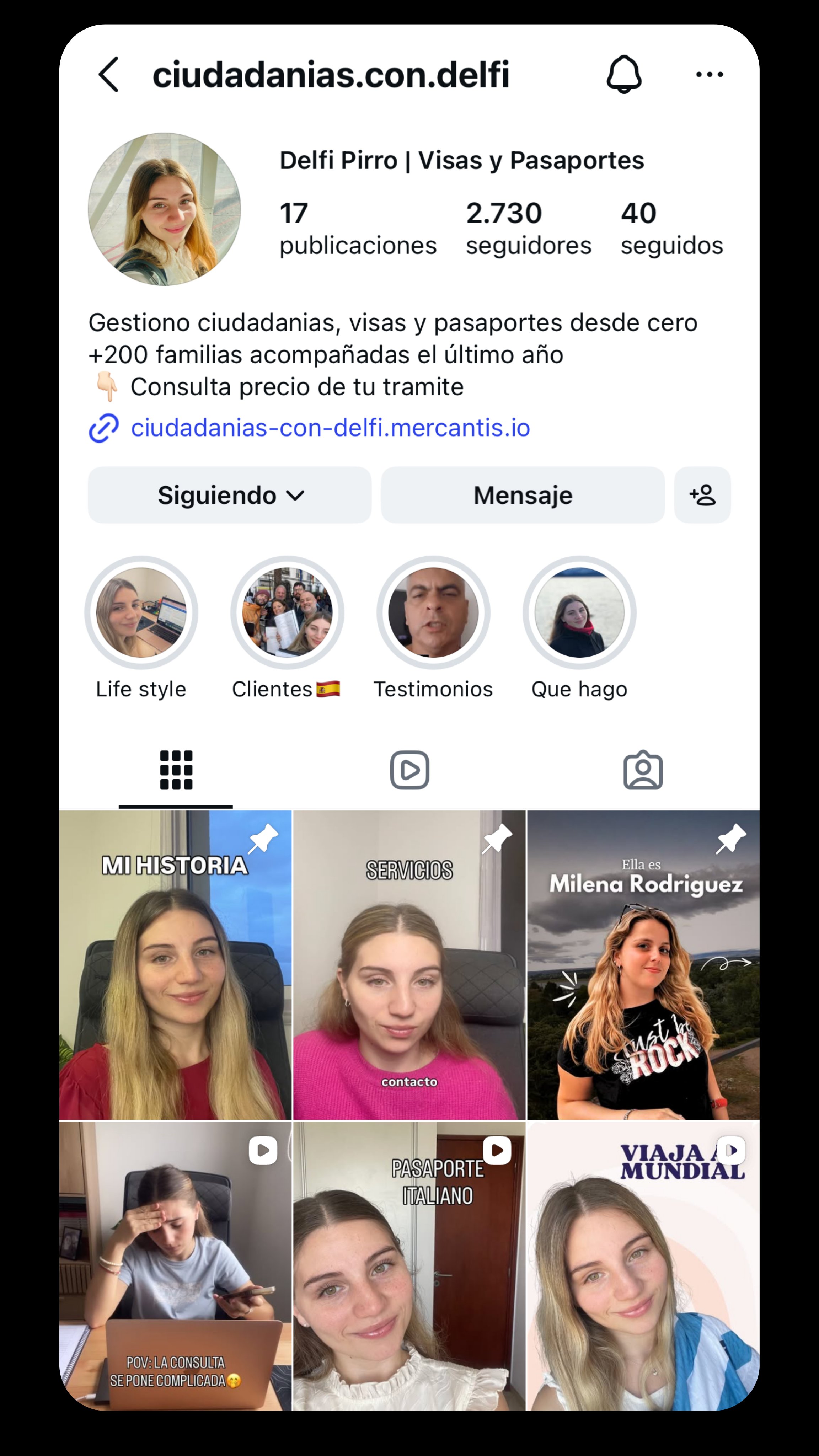 Perfil de Delfina después — 2730 seguidores